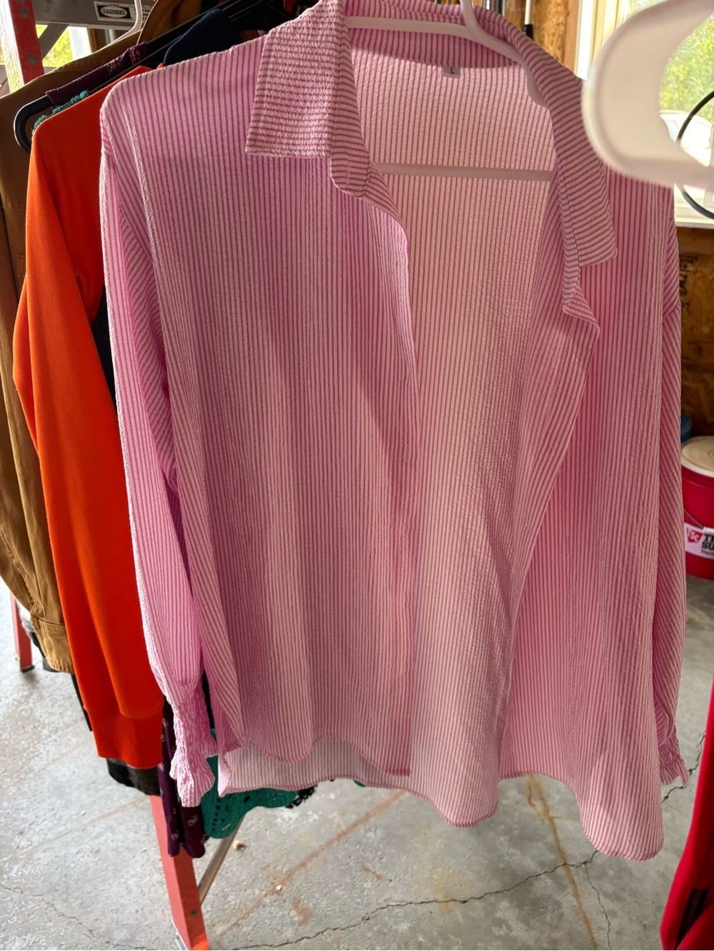 Amazon Pink and White Striped Button-Down Shirt